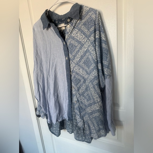 American Eagle Outfitters Blue Denim Button Down Shirt - Picture 1 of 9